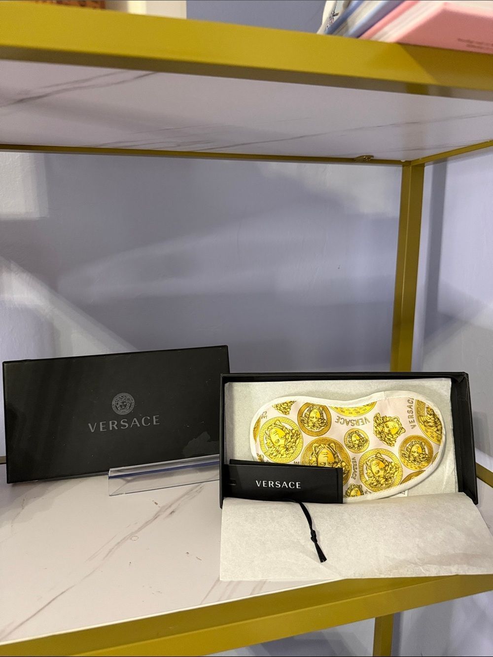 Versace White and Gold Medusa Coin Eye Mask